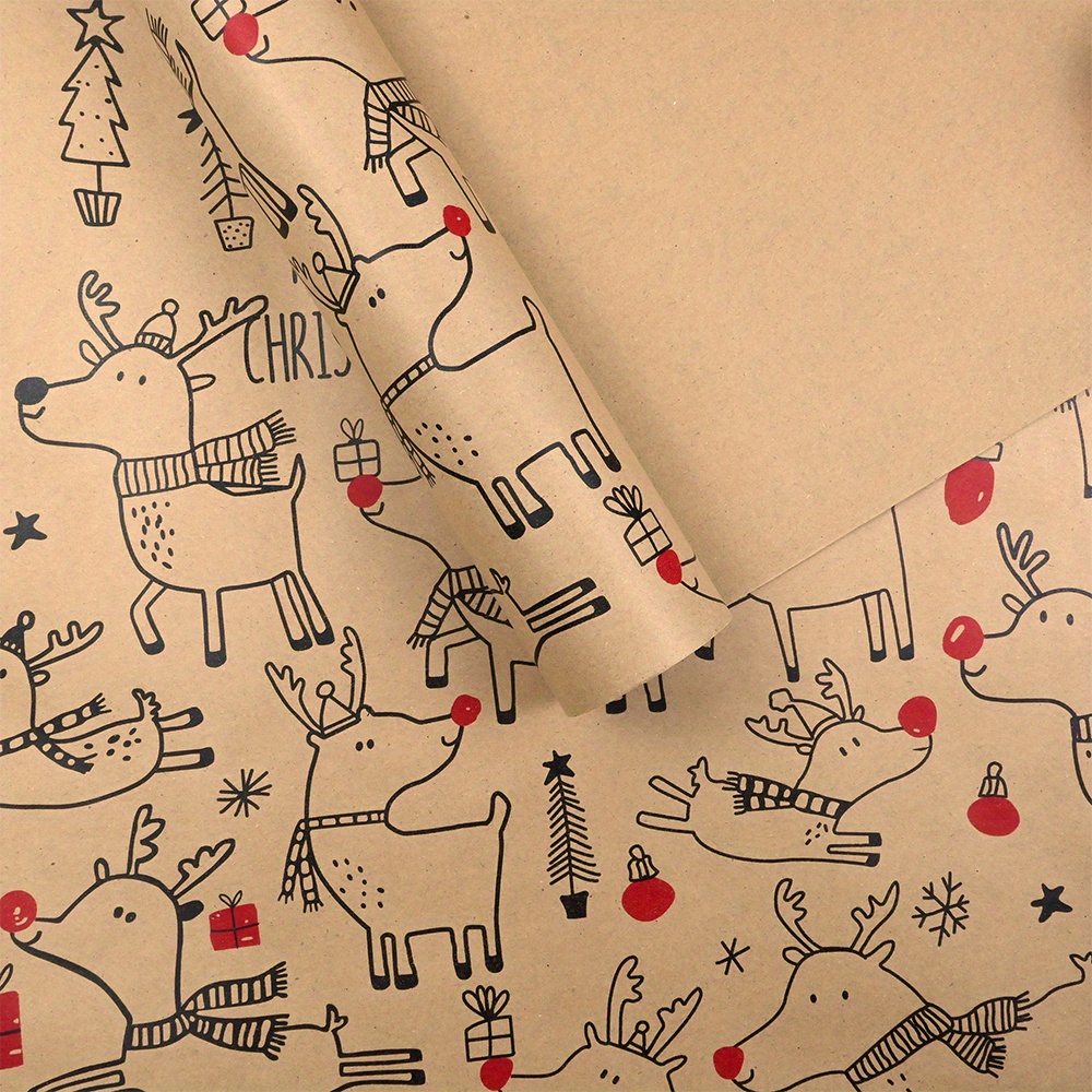 1roll Vintage Reindeer Kraft W – Flower Wrap Kraft Bewertung und Preis