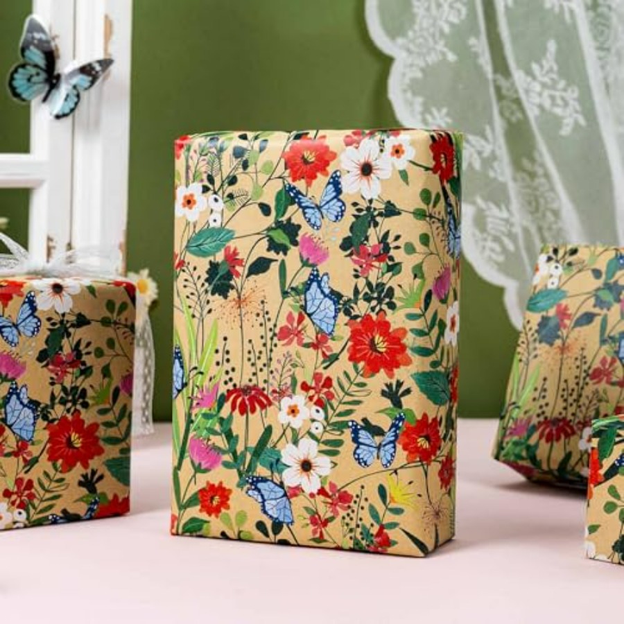 Kraft Flowers Wrapping Paper,  – Flower Wrap Kraft Bewertung und Preis