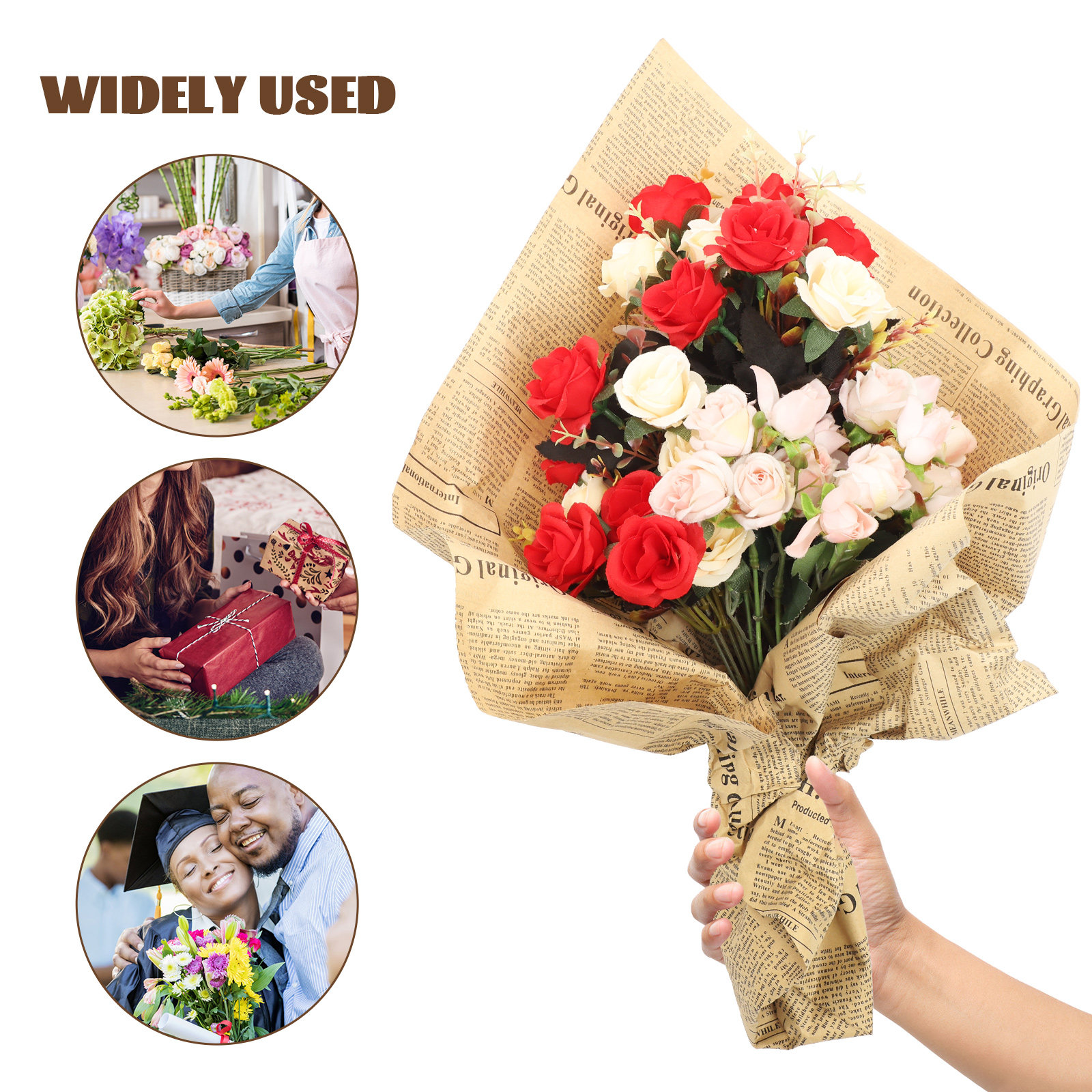 20Pcs Vintage Newspaper Kraft  – Flower Wrap Kraft Bewertung und Preis
